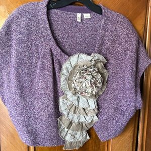 Moth Arty vest wool knit high low vest fabric rose closure On Sale